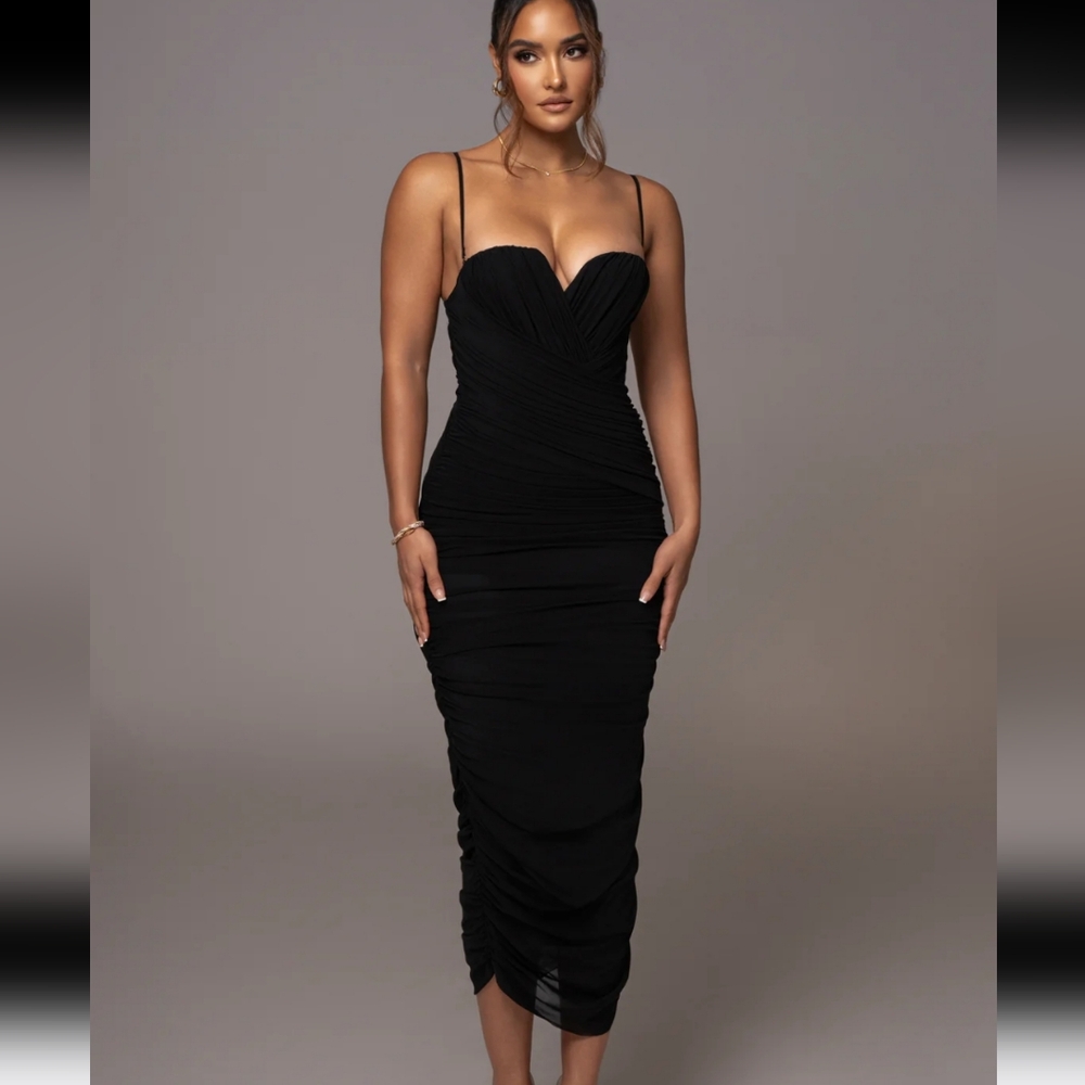 Black Arcadia Mesh Midi Dress, XL, NWT